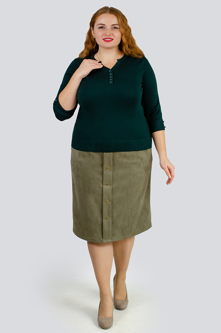 Спідниця екозамша з ґудзиками великих розмірів