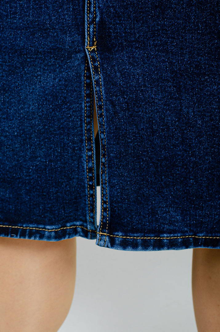 Джинсовая юбка миди с разрезом больших размеров