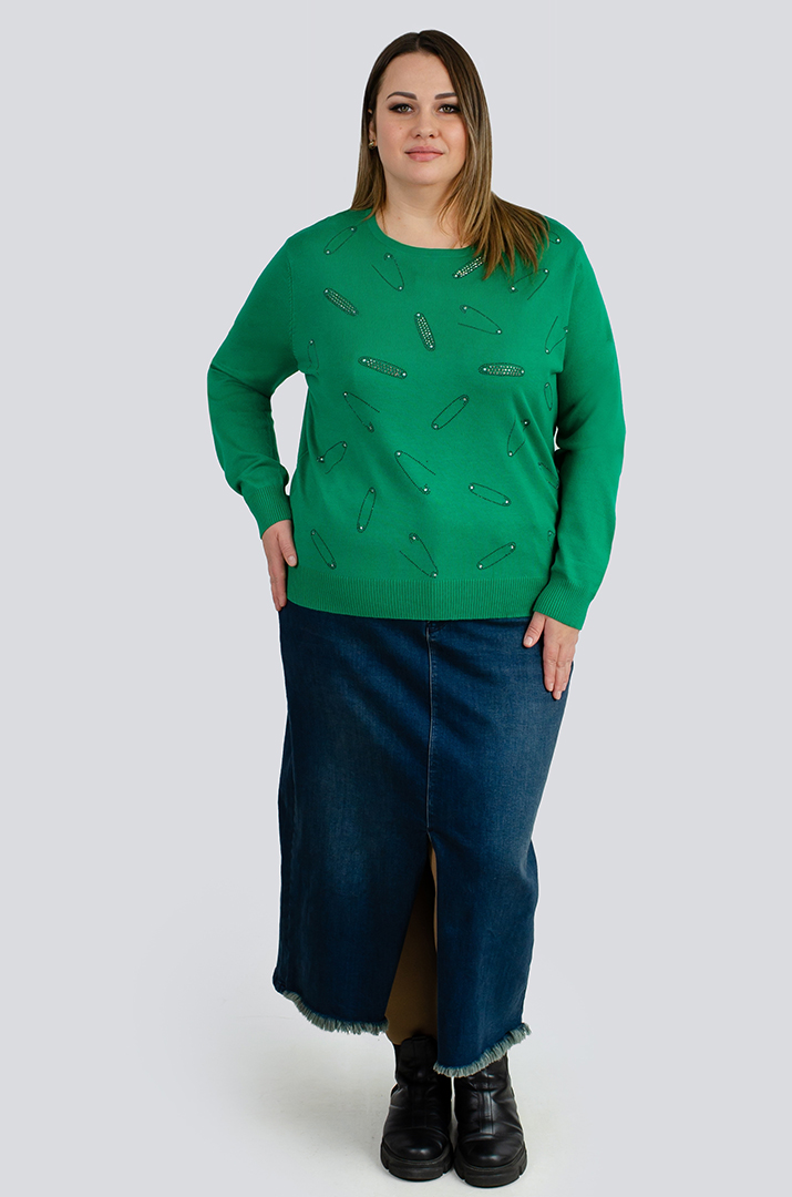 Спідниця міді синя з розрізом великих розмірів