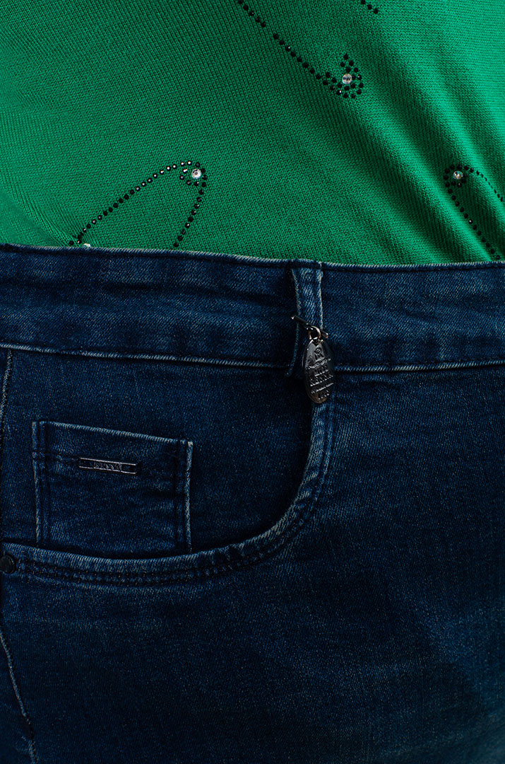 Спідниця міді синя з розрізом великих розмірів