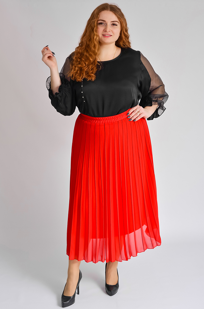 Юбка-плиссе миди больших размеров