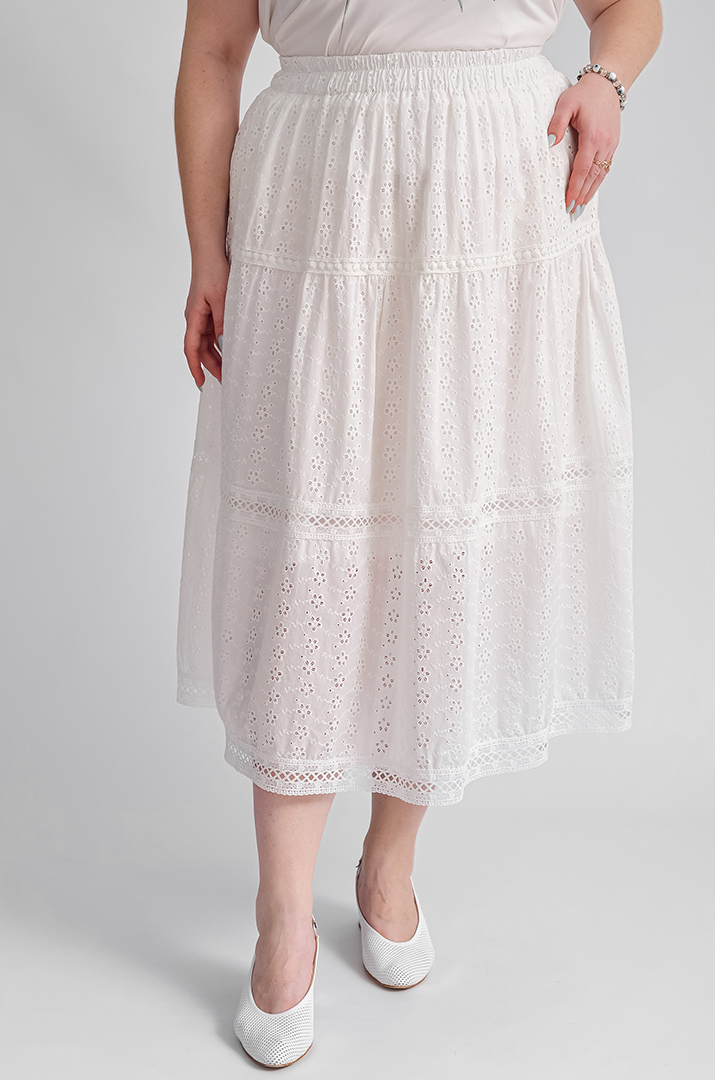 Спідниця міді білого кольору великих розмірів