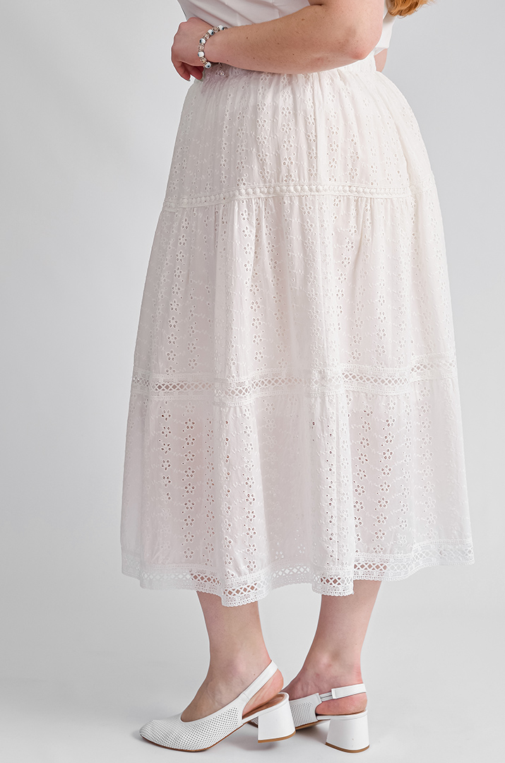 Спідниця міді білого кольору великих розмірів