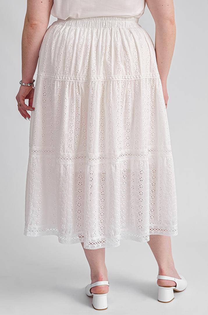Спідниця міді білого кольору великих розмірів