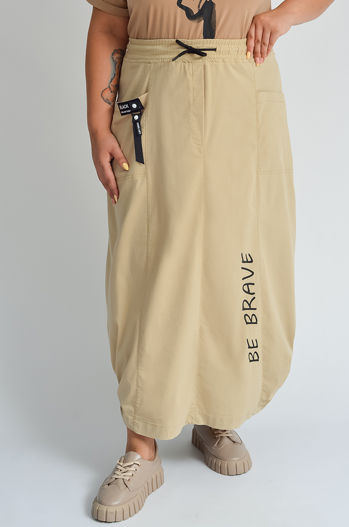 Спідниця міді зі стрейч-котону з накладними кишенями великих розмірів