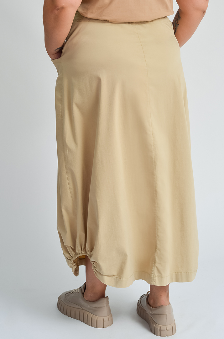 Спідниця міді зі стрейч-котону з накладними кишенями великих розмірів