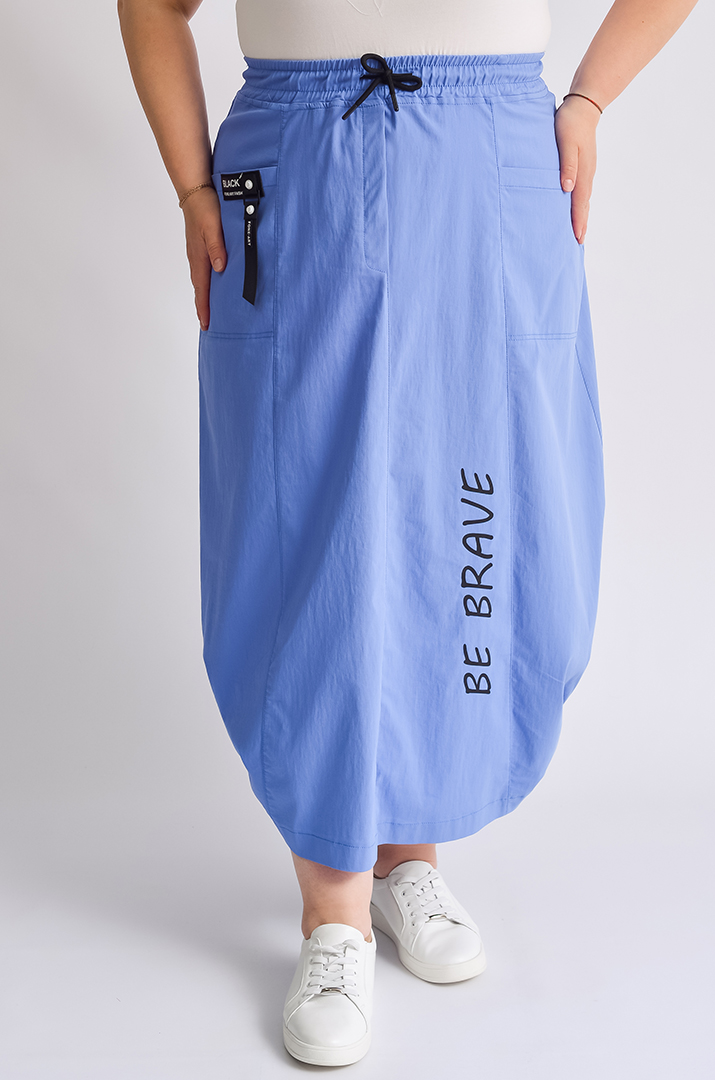 Спідниця міді зі стрейч-котону з накладними кишенями великих розмірів