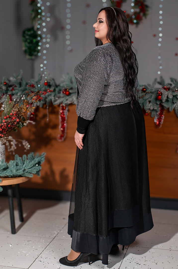 Спідниця максі чорного кольору з органзою великих розмірів