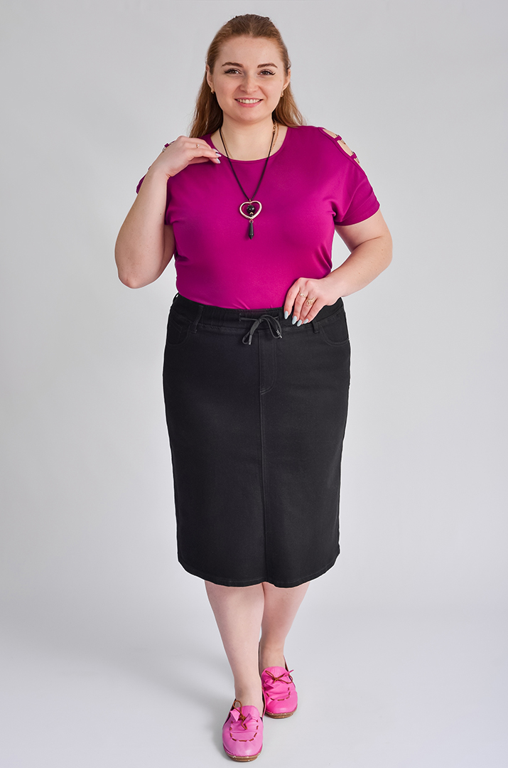 Джинсова спідниця чорного кольору великих розмірів