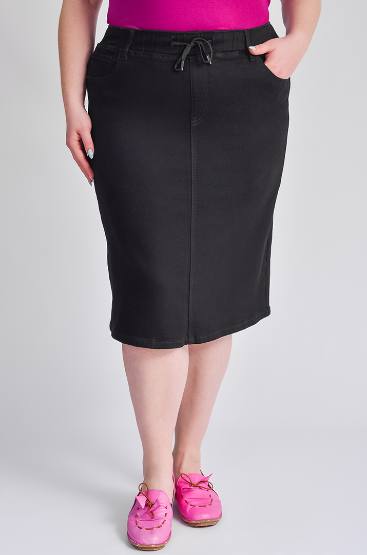 Джинсова спідниця чорного кольору великих розмірів