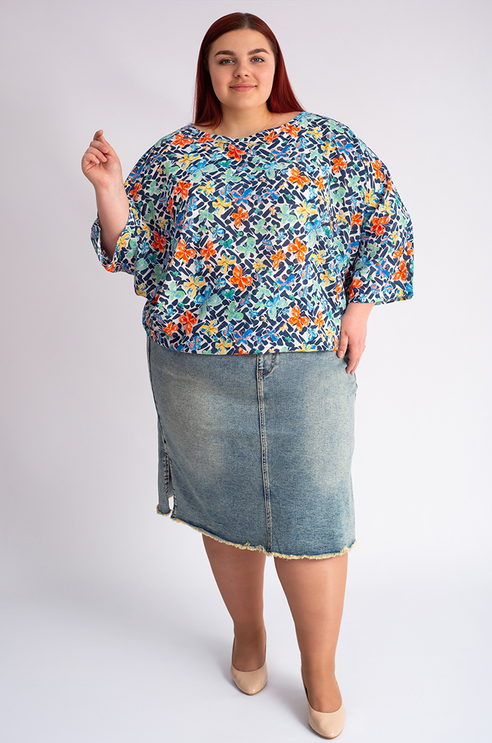 Джинсовая юбка миди с бахромой больших размеров