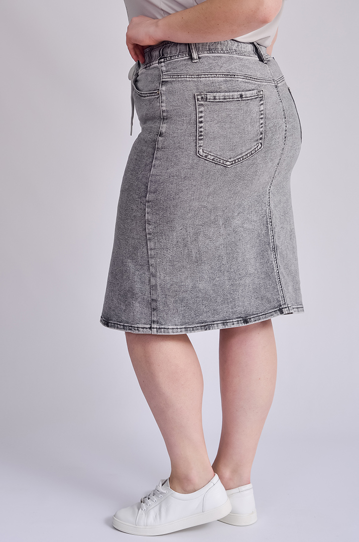Юбка миди джинсовая светло-серого цвета больших размеров