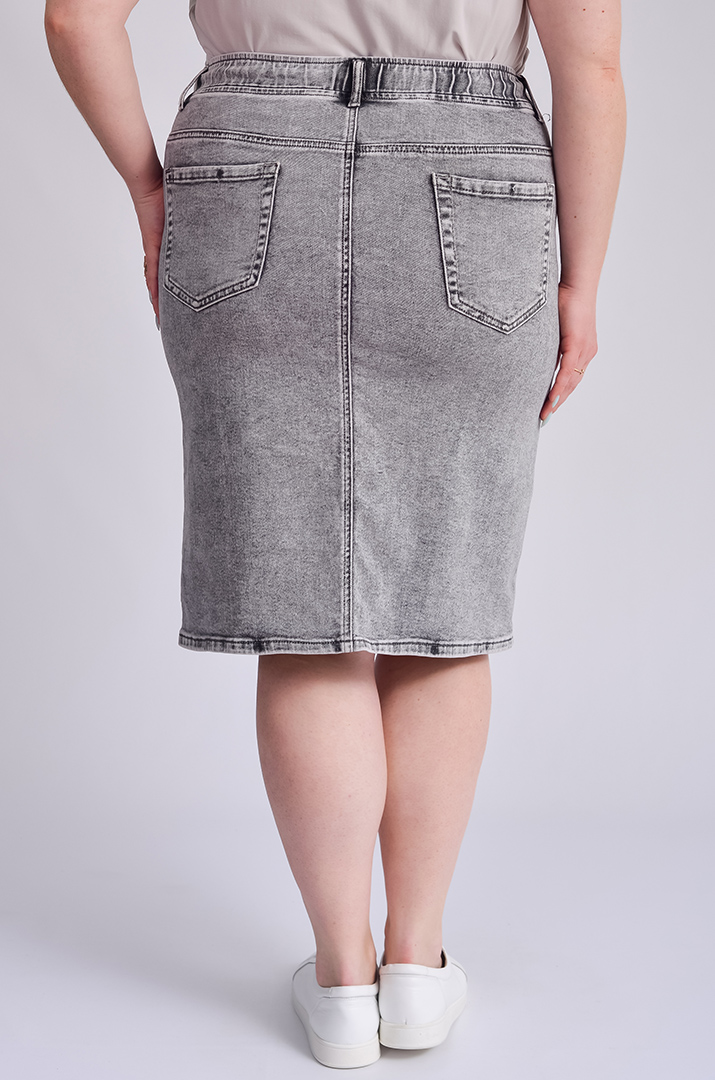 Юбка миди джинсовая светло-серого цвета больших размеров