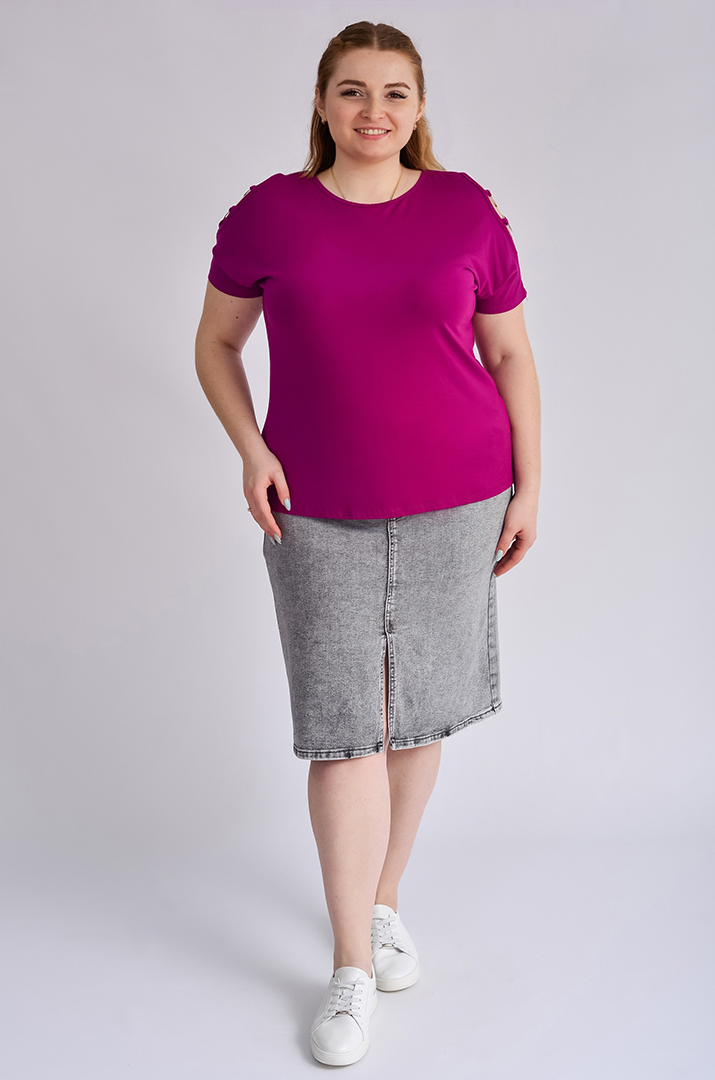 Юбка миди джинсовая светло-серого цвета больших размеров