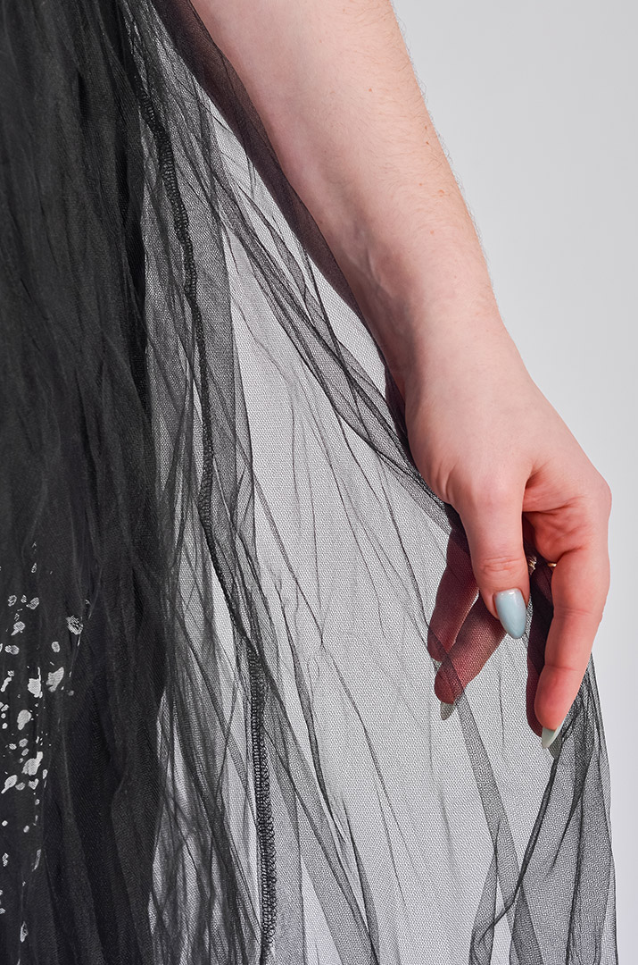 Спідниця максі з абстрактним білим принтом великих розмірів