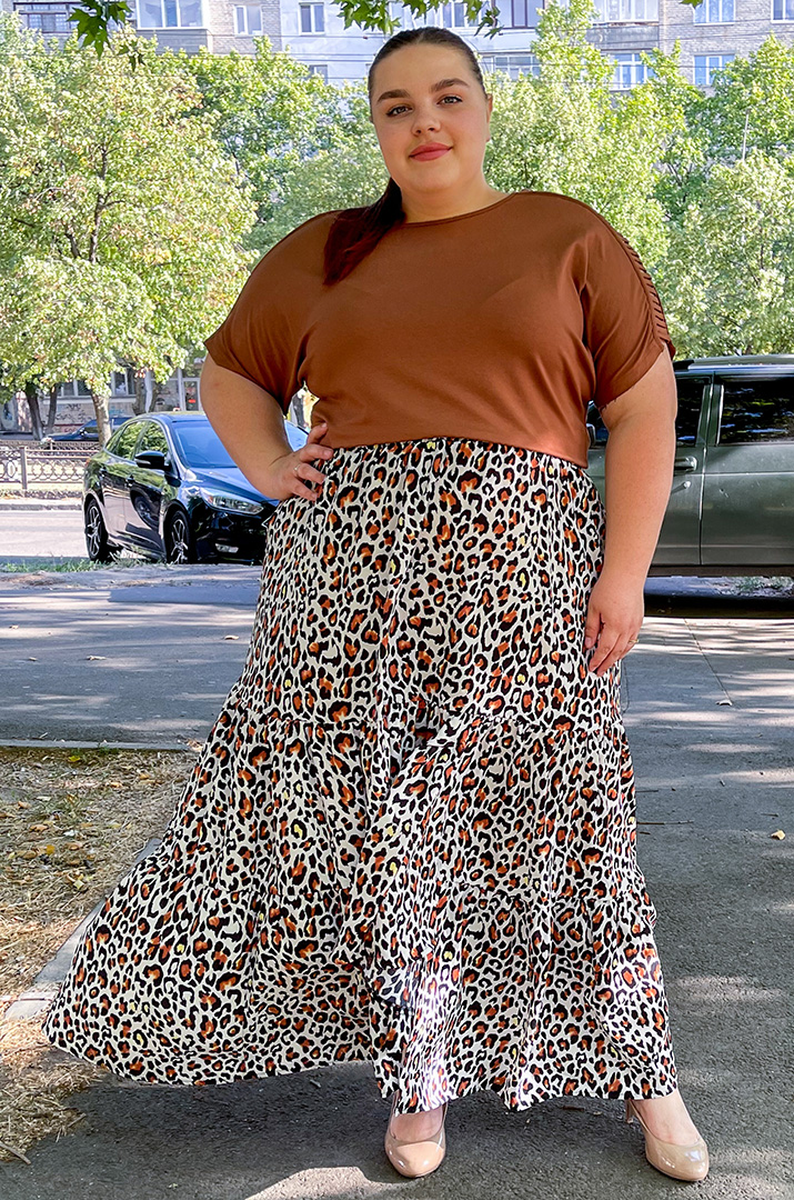 Спідниця максі з анімалістичним принтом великих розмірів