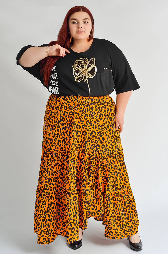 Спідниця максі з анімалістичним принтом великих розмірів