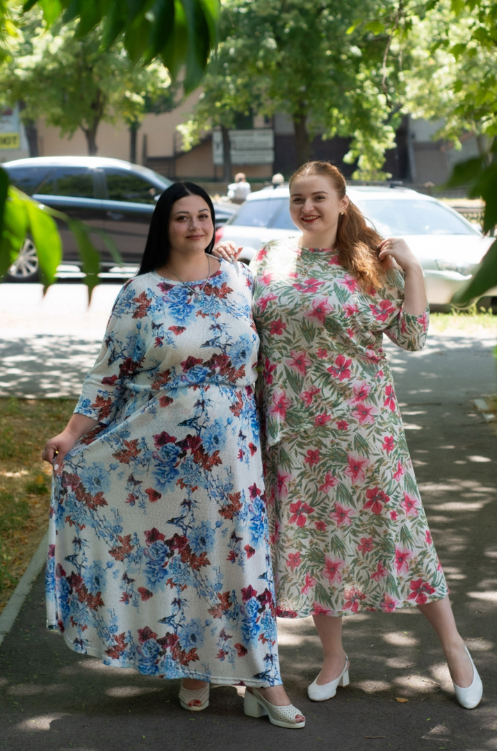 Спідниця максі трикотаж сітка з принтом великих розмірів