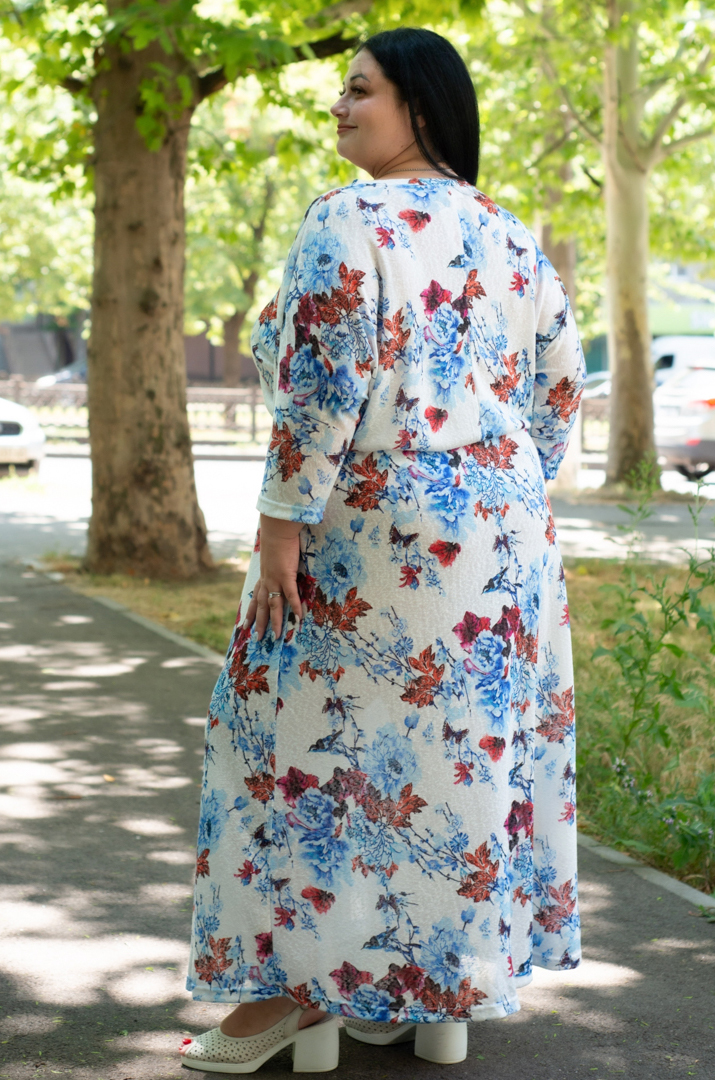 Спідниця максі трикотаж сітка з принтом великих розмірів