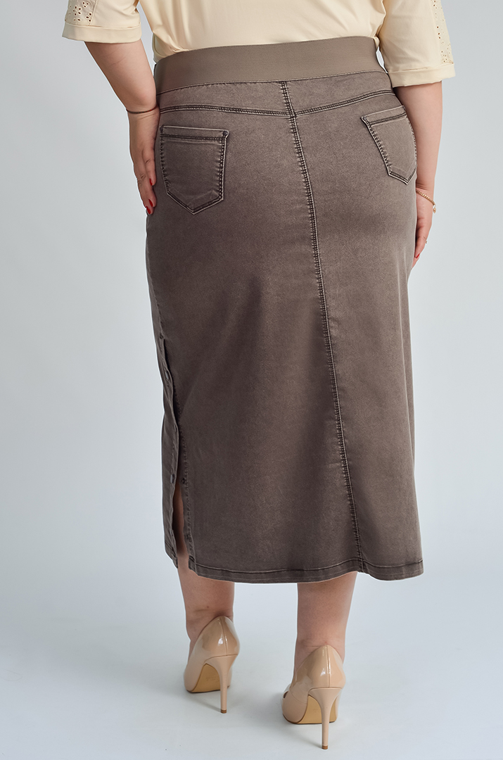 Юбка миди с функциональными кнопками по бокам больших размеров