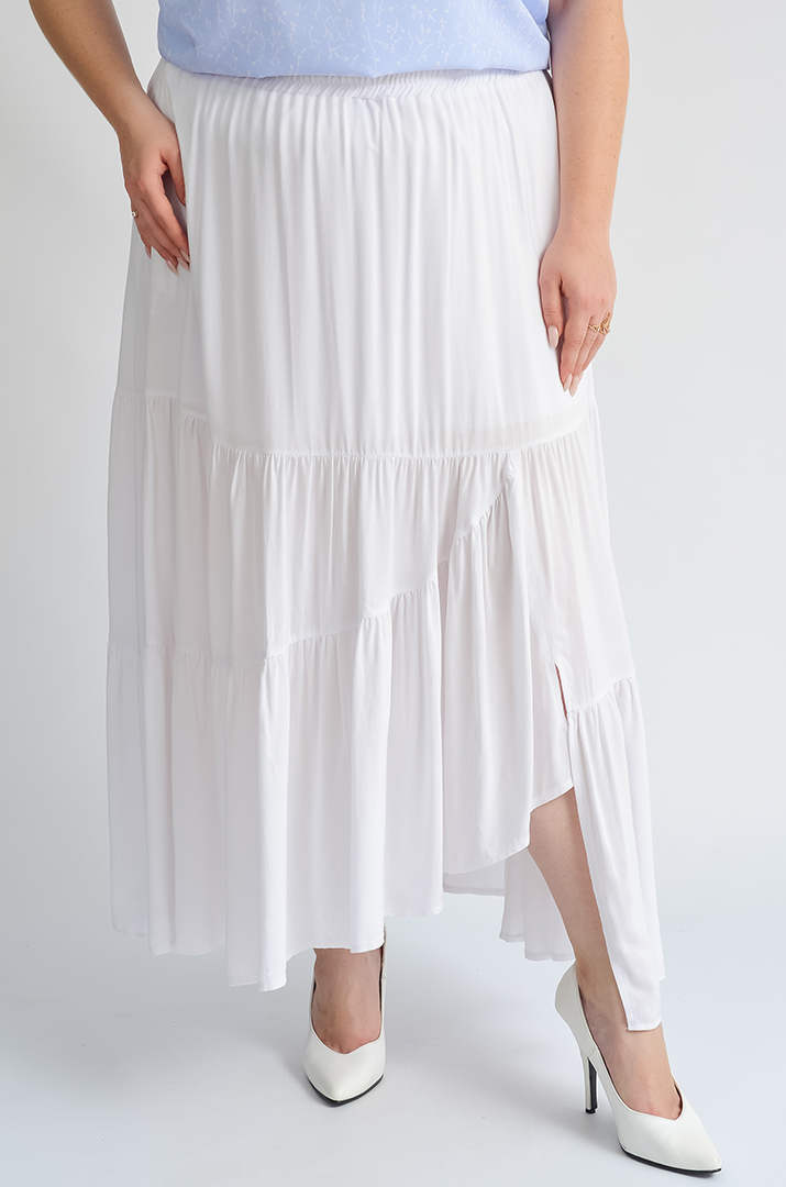 Спідниця максі у білому кольорі з під'юбником великих розмірів