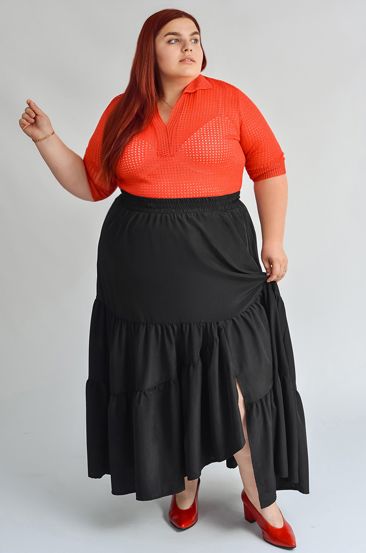 Спідниця з асиметричним низом та воланами великих розмірів
