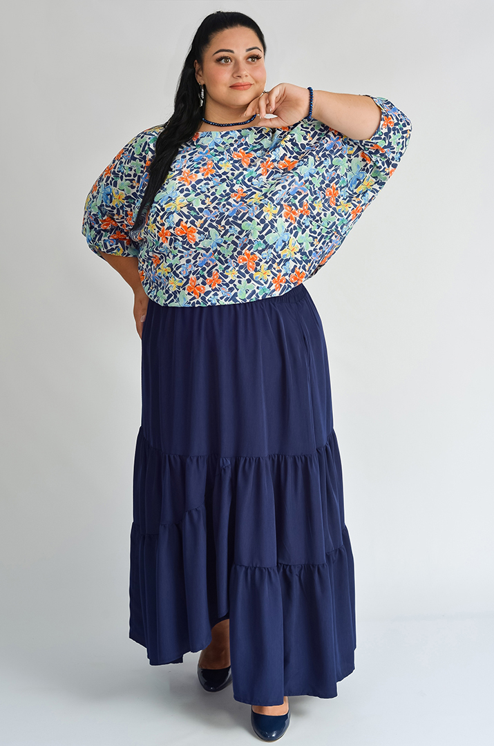 Спідниця з асиметричним низом та воланами великих розмірів