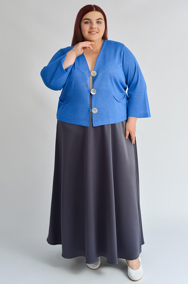 Атласна спідниця максі на резинці великих розмірів