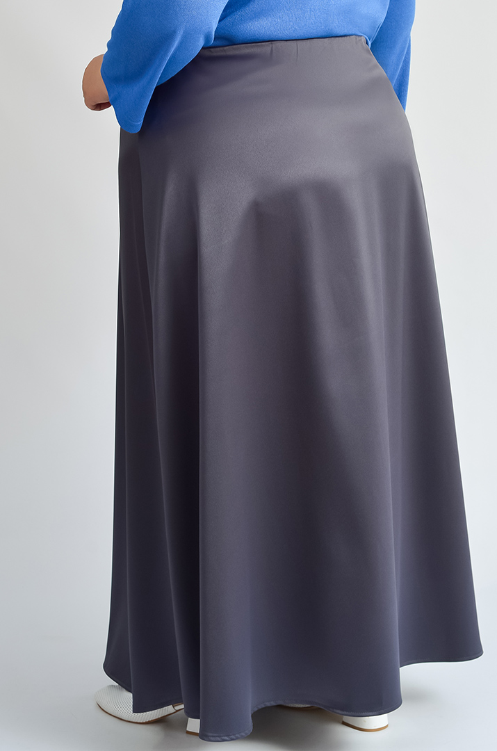 Атласна спідниця максі на резинці великих розмірів