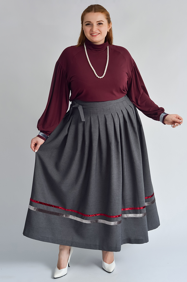 Спідниця на запах з контрастними вставками великих розмірів