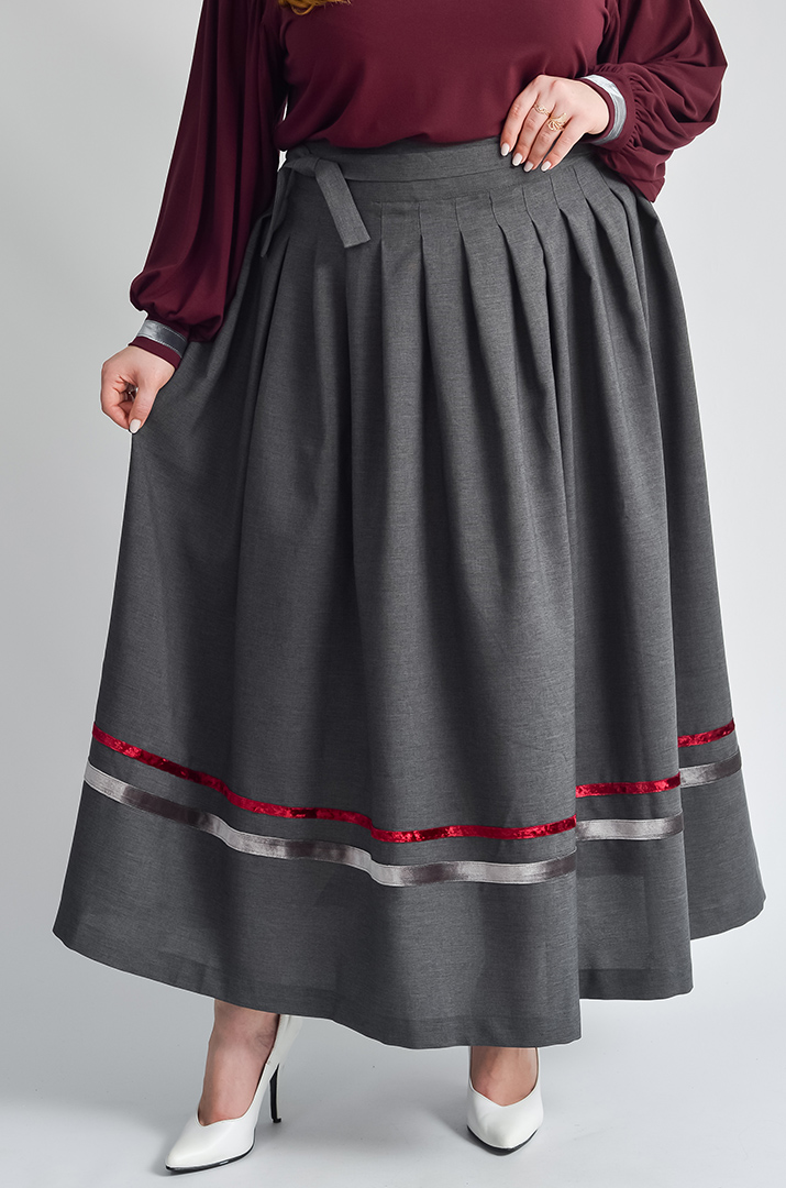 Спідниця на запах з контрастними вставками великих розмірів