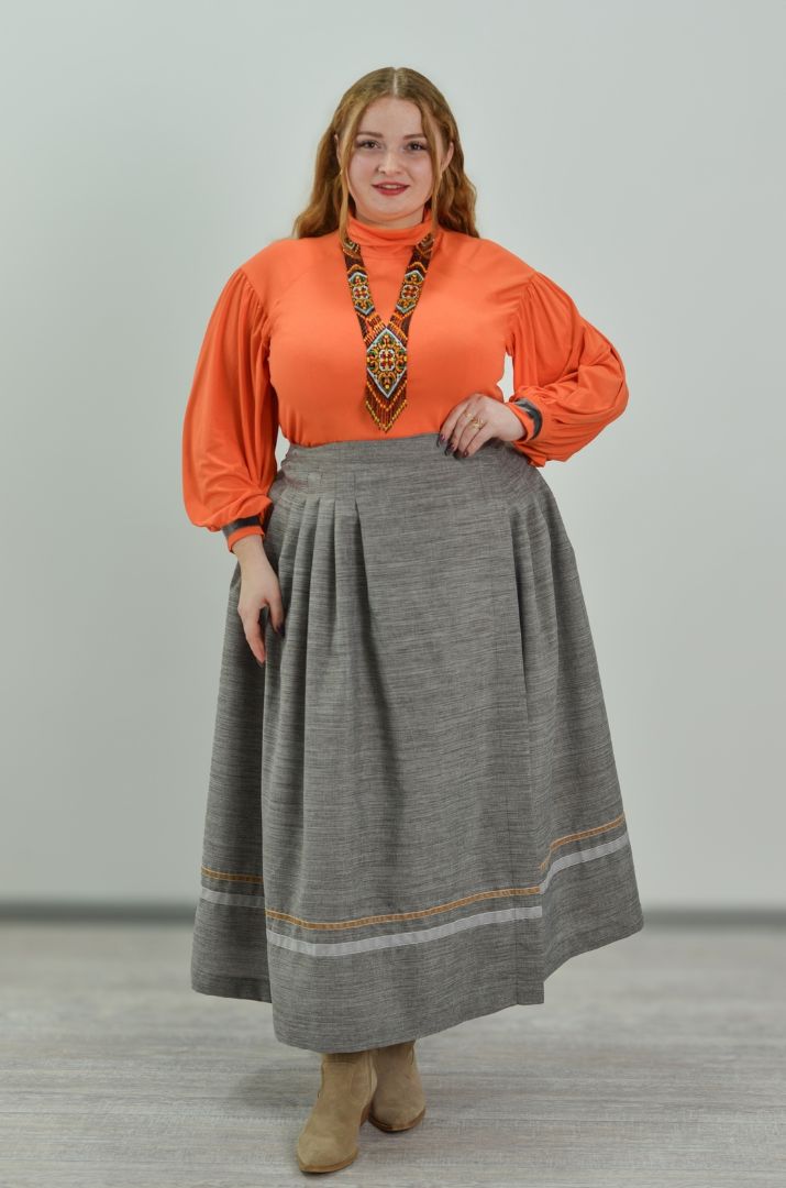 Спідниця на запах з контрастними вставками великих розмірів