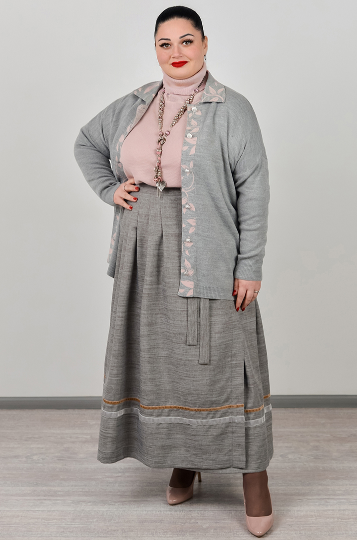 Спідниця на запах з контрастними вставками великих розмірів