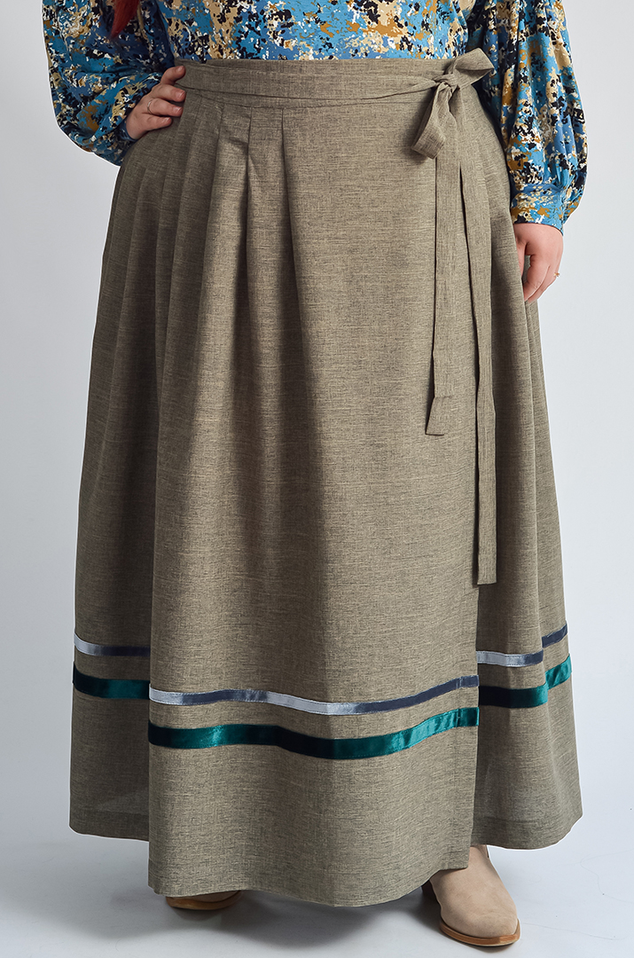 Спідниця на запах з контрастними вставками великих розмірів