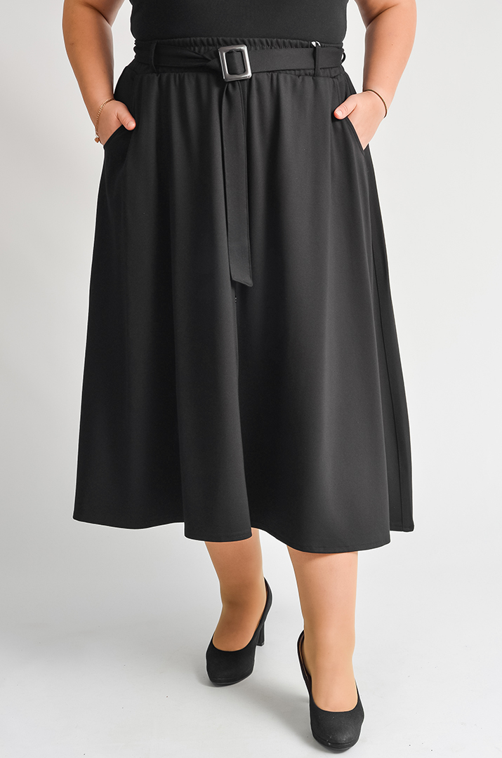 Елегантна спідниця в чорному кольорі з поясом великих розмірів