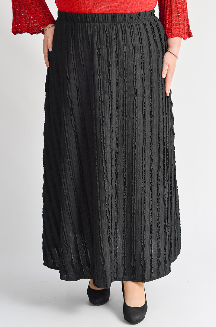 Чорна спідниця максі з ефектною жаткою великих розмірів