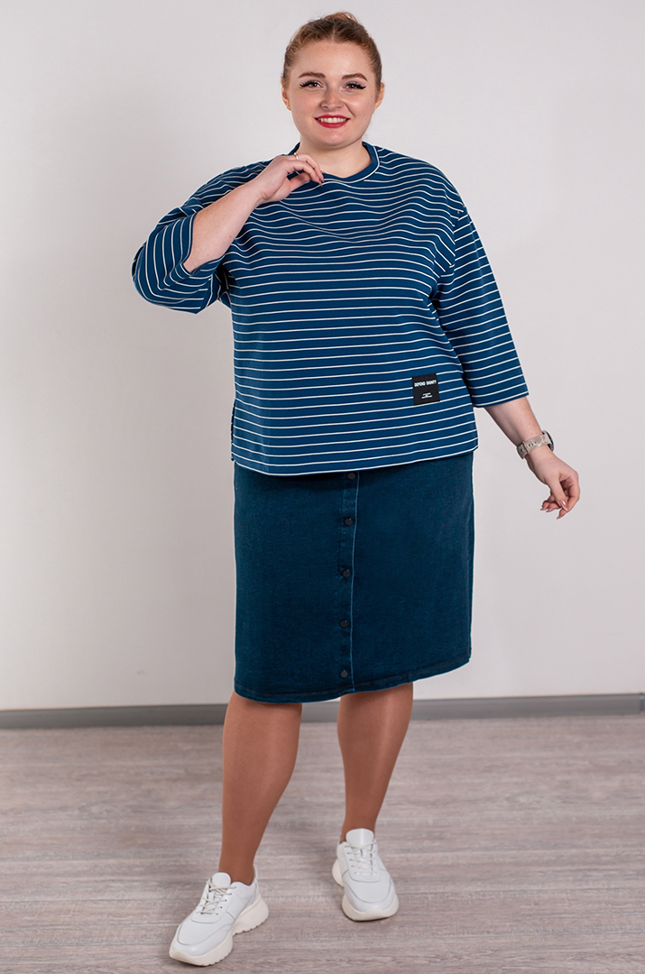 Спідниця з акцентним поясом та гудзиками спереду великих розмірів