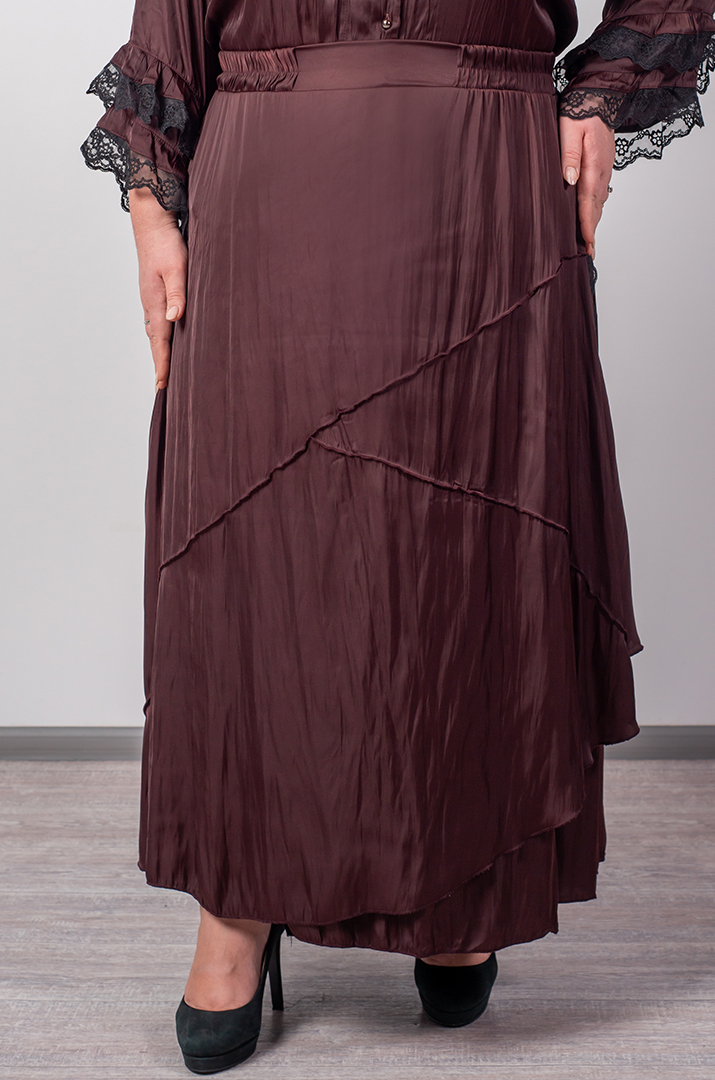 Спідниця максі з жатої тканини та з мереживним акцентом великих розмірів