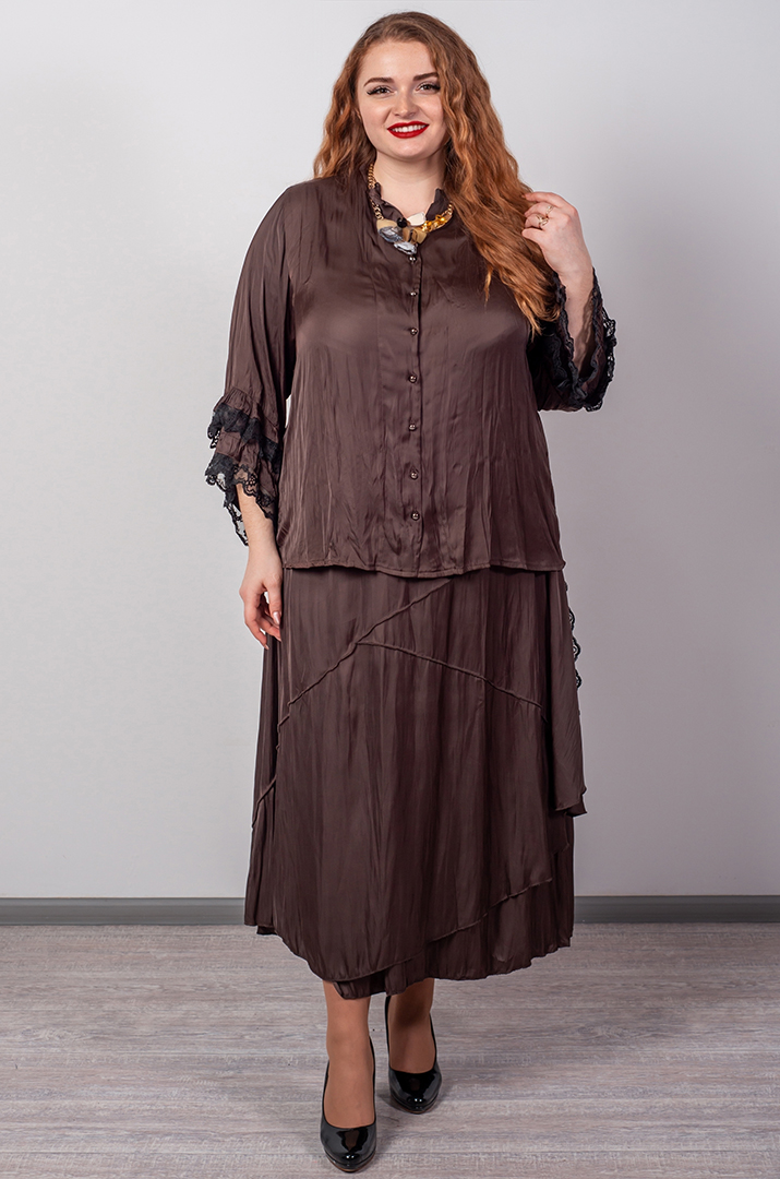 Спідниця максі з жатої тканини та з мереживним акцентом великих розмірів