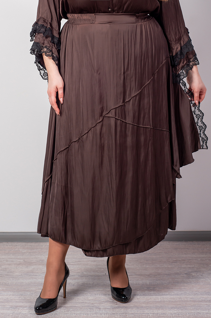Спідниця максі з жатої тканини та з мереживним акцентом великих розмірів