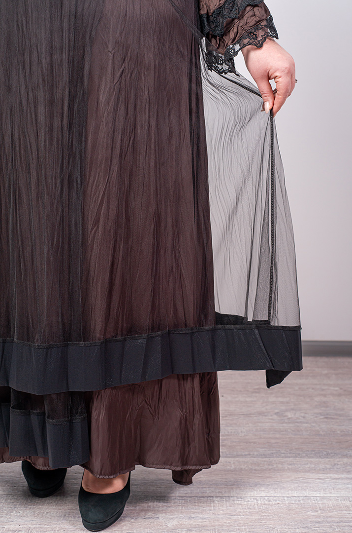 Спідниця максі з фактурною основою і прозорим верхом великих розмірів