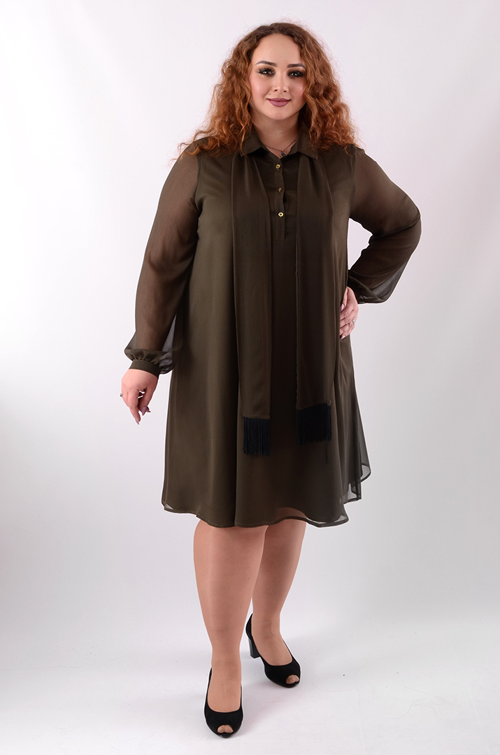 Сукня з поясом напівсвітська батал