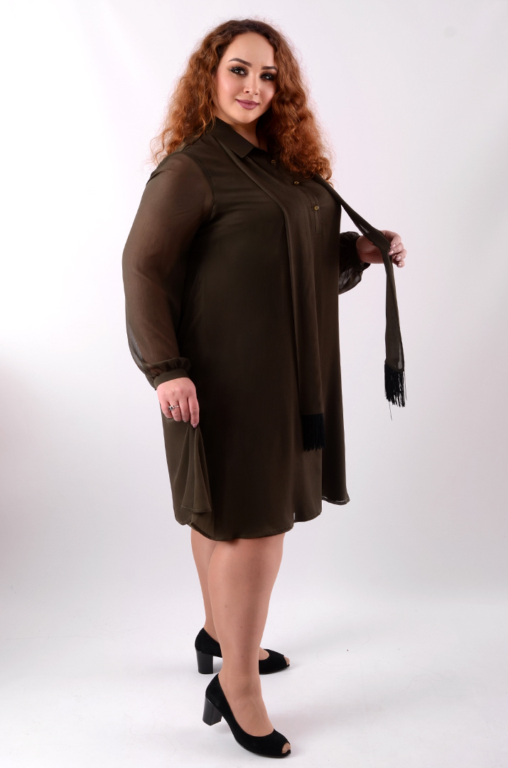 Сукня з поясом напівсвітська батал