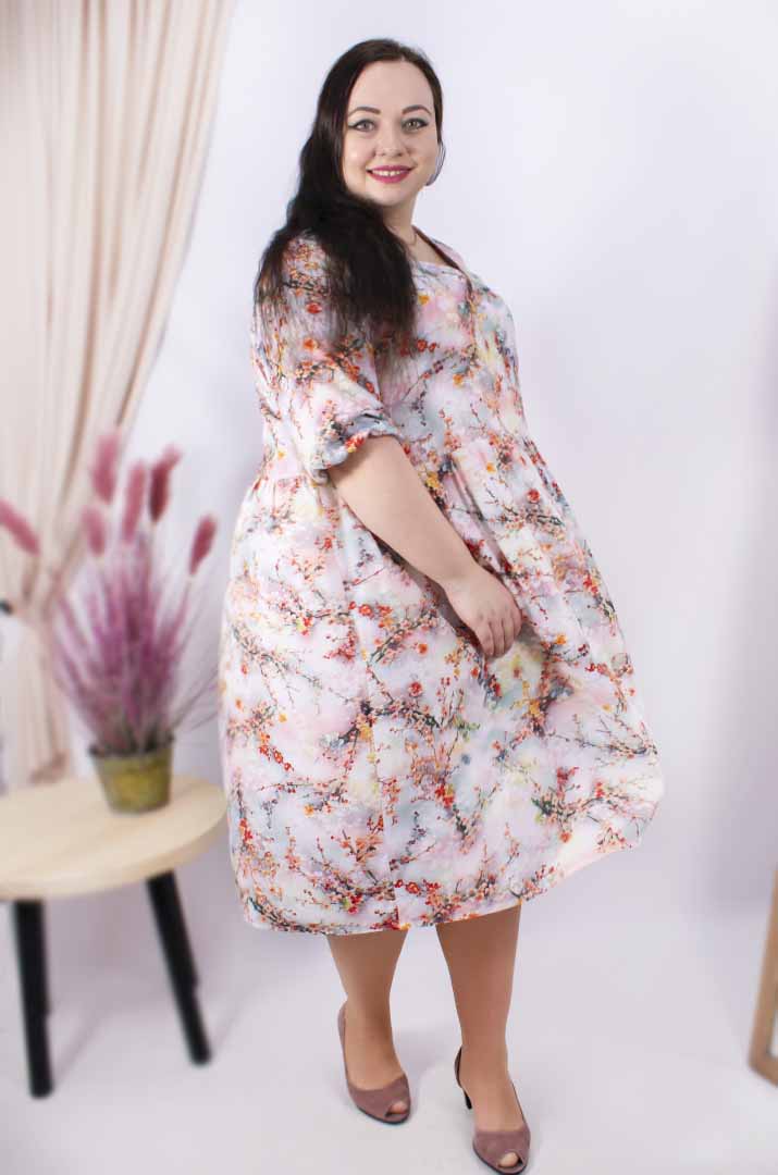 Сукня міді у квітах супер батал