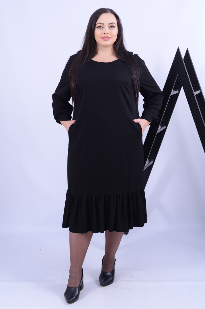 Платье-двойка миди трапеция батал