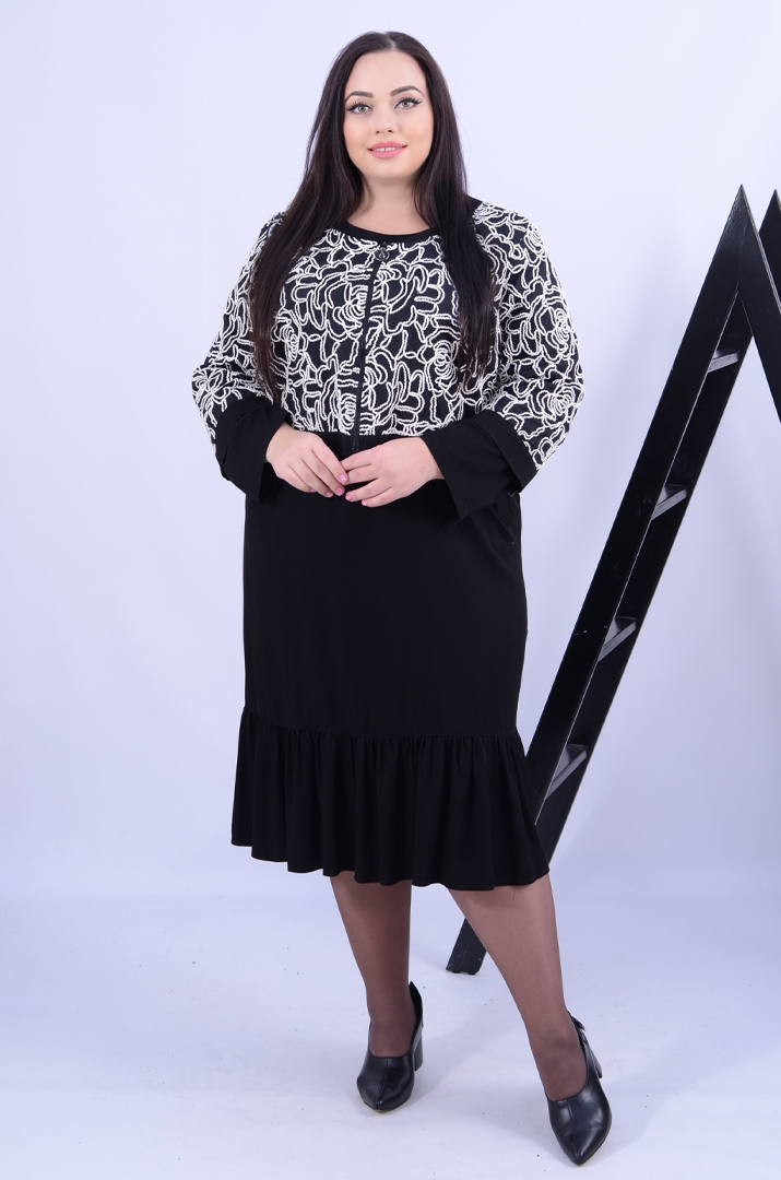 Платье-двойка миди трапеция батал