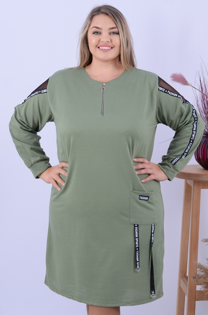 Сукня міді з сіткою та принтом батал