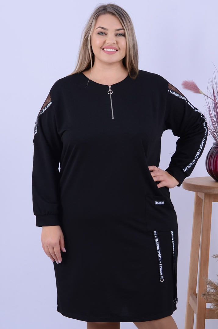 Сукня міді з сіткою та принтом батал