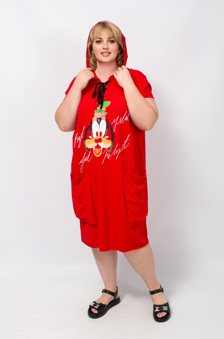 Платье миди с ярким принтом батал