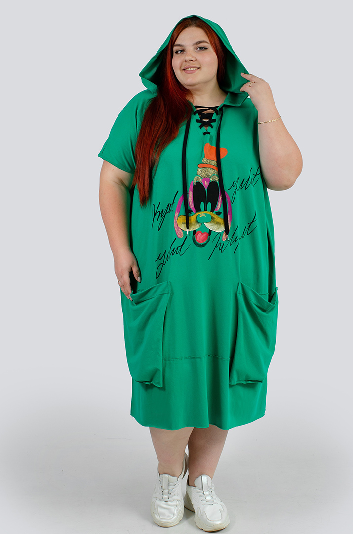 Платье миди с ярким принтом батал